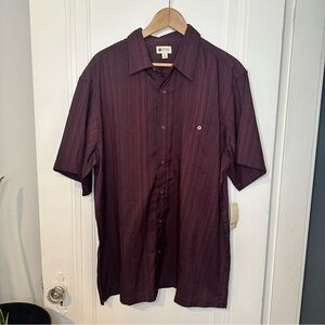 NWT Haggar Burgundy Striped Casual Shirt XL